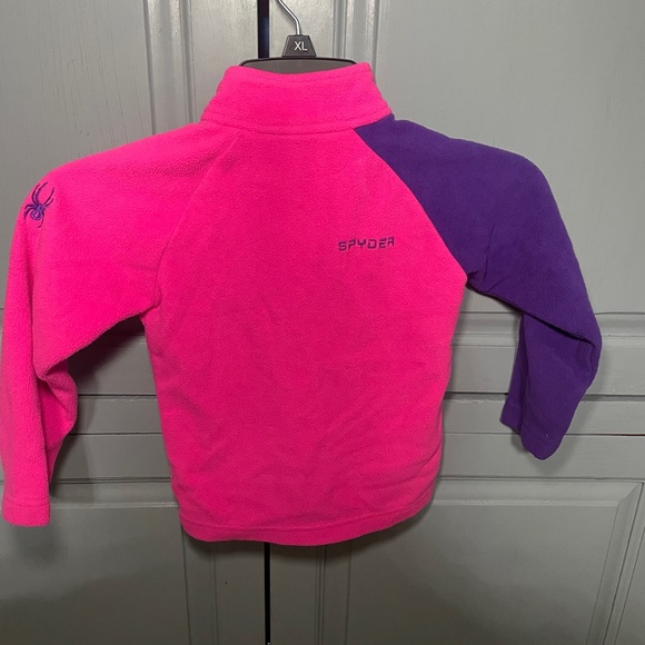 Spyder girls Sz 2 pink w/black zipper 1/4 zip fleece - Picture 3 of 6